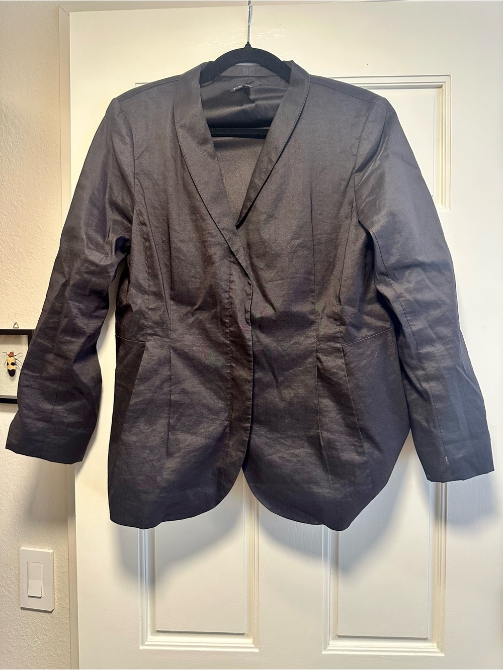 Eileen Fisher Black Lightweight Zip-Front Blazer